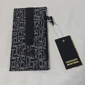 Badgley Mischka Black & White Monogram Wristlet Wallet